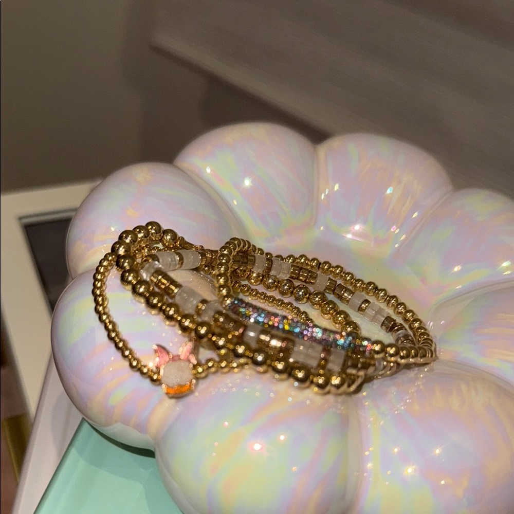 BaubleBar Gold Bracelet Stack Disney Daisy Duck Stack